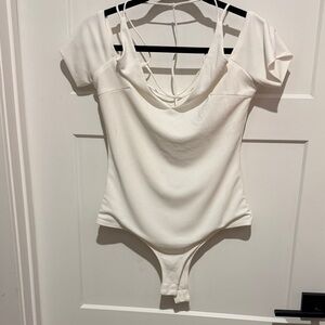 White Strappy Cold-Shoulder Bodysuit